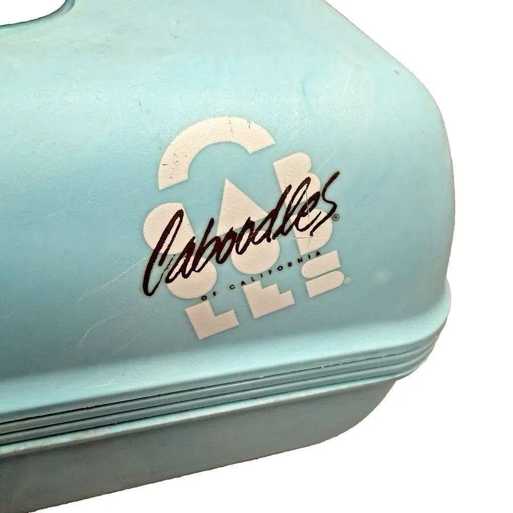 Caboodles Vintage 90s Makeup Case Blue Marble 2 Tier Tray Mirror GUC